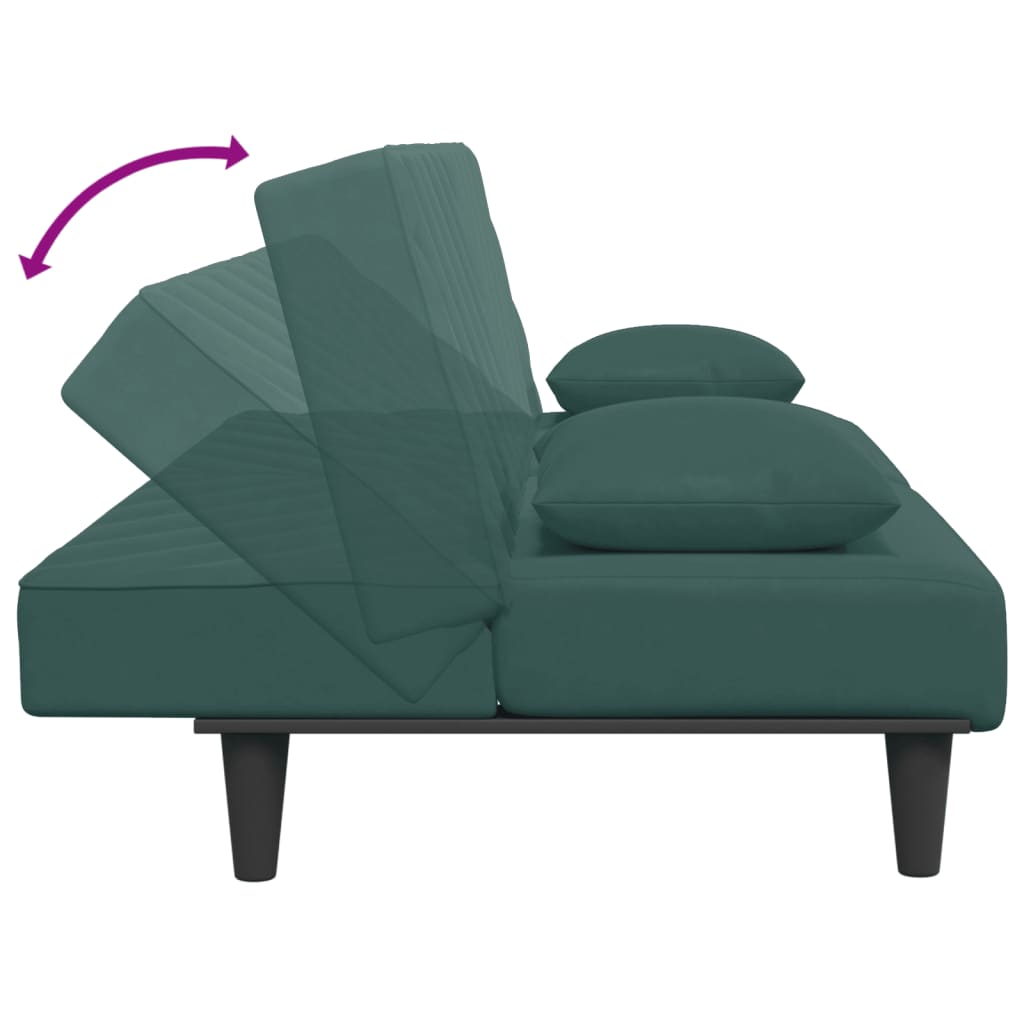 vidaXL Set canapea cu perne, 2 piese, verde închis, catifea