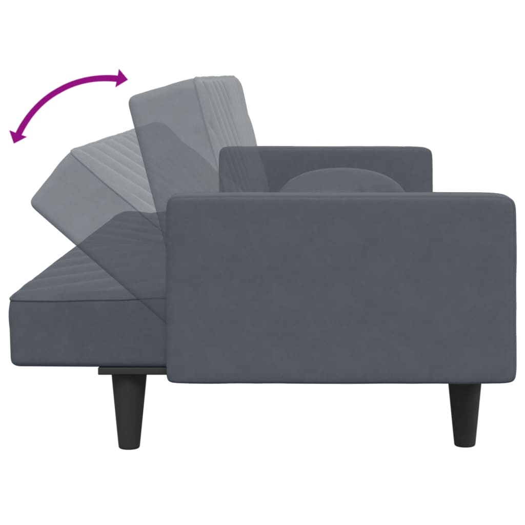 vidaXL Set canapea cu perne, 2 piese, gri închis, catifea