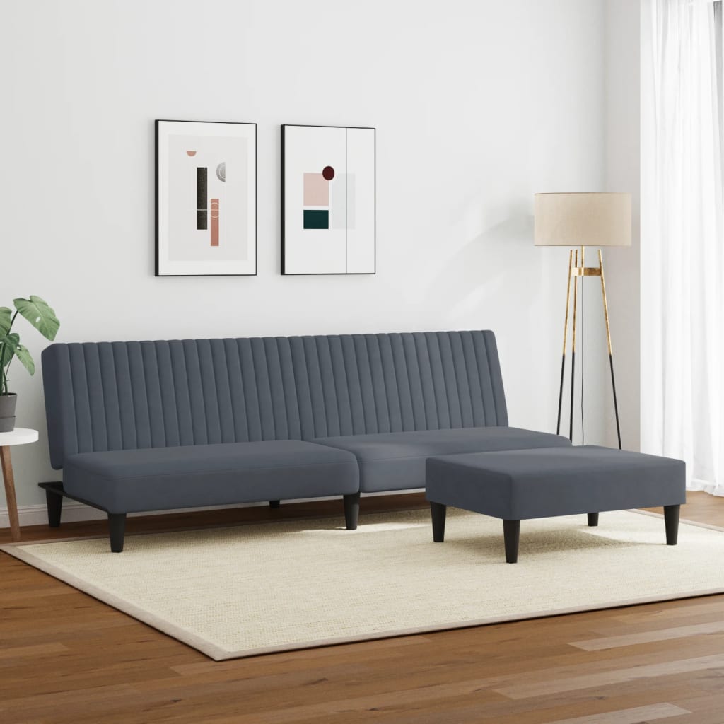 vidaXL Set canapea, 2 piese, gri închis, catifea