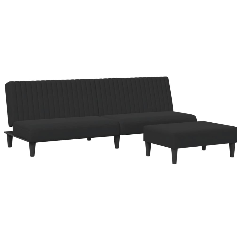 vidaXL Set canapea 2 piese, negru, catifea