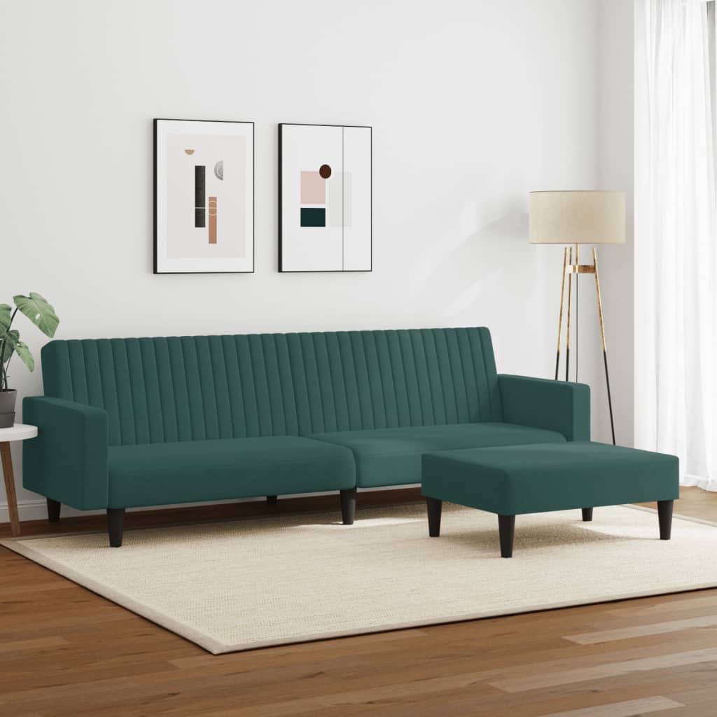 vidaXL Set canapele, 2 piese, verde închis, catifea vidaXL Set canapele, 2 piese, verde închis, catifea