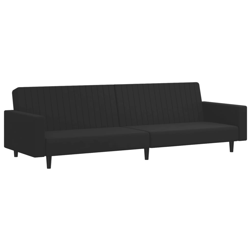 vidaXL Set canapea 2 piese, negru, catifea