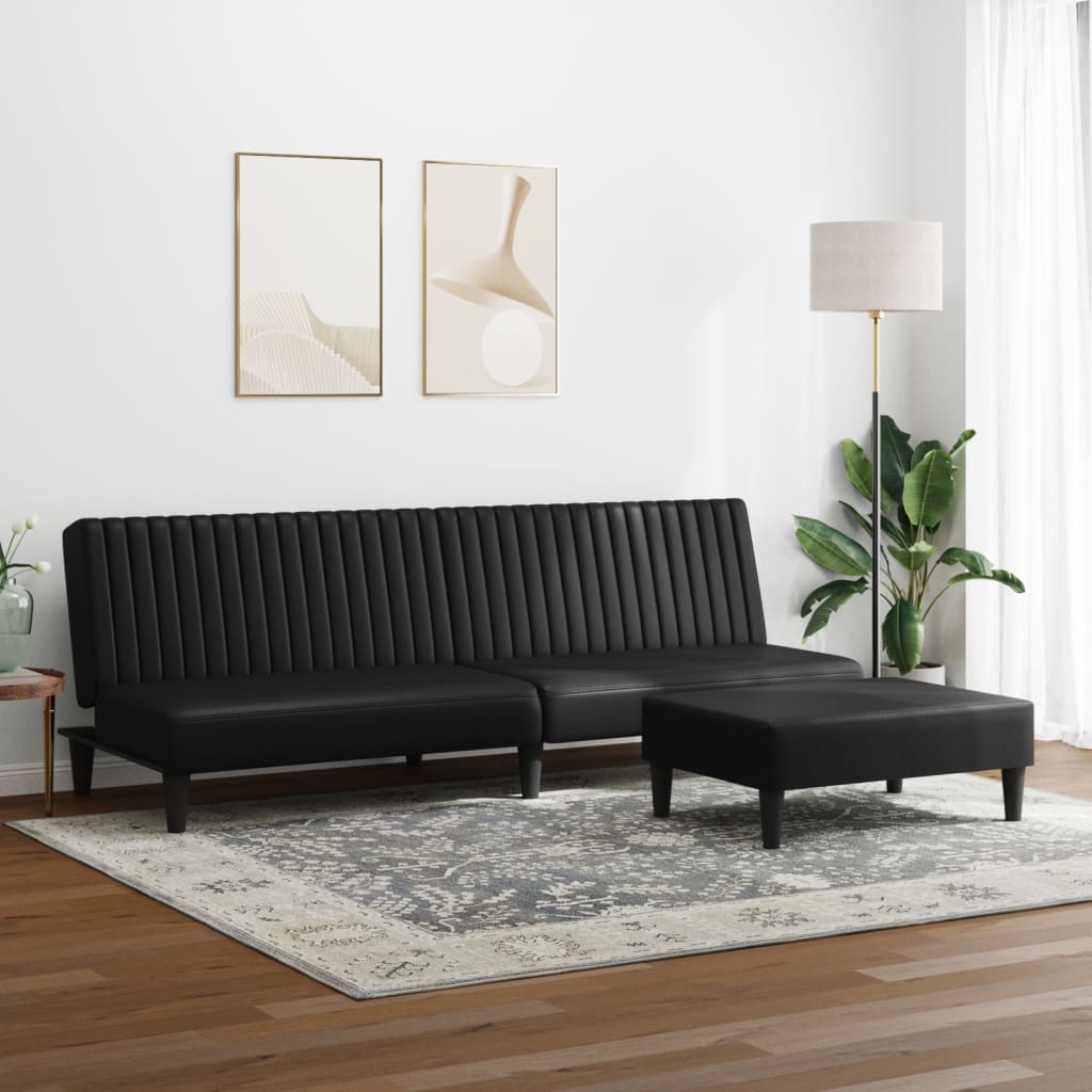 vidaXL Set de canapele, 2 piese, negru, piele ecologică vidaXL Set de canapele, 2 piese, negru, piele ecologică