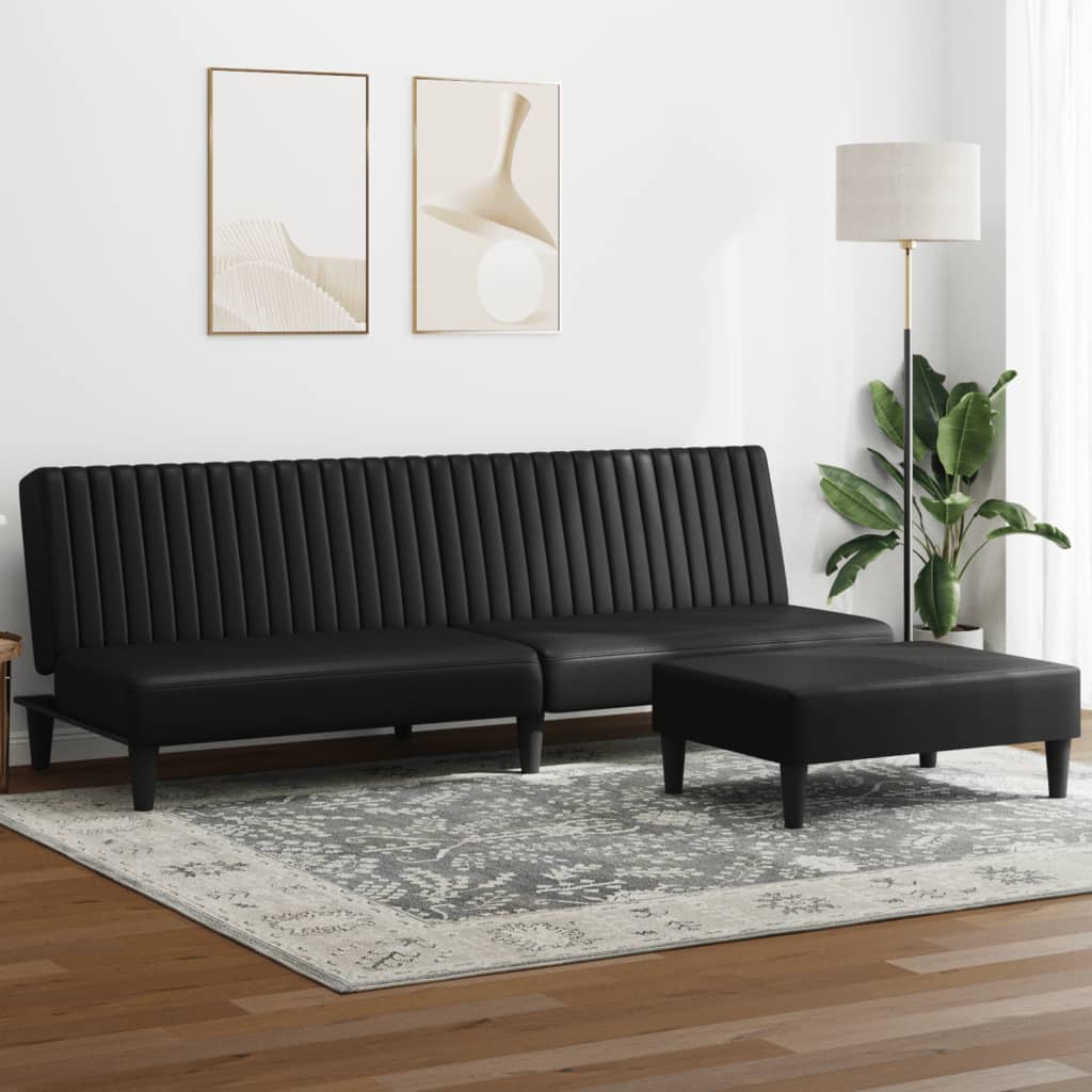 vidaXL Set de canapele, 2 piese, negru, piele ecologică vidaXL Set de canapele, 2 piese, negru, piele ecologică