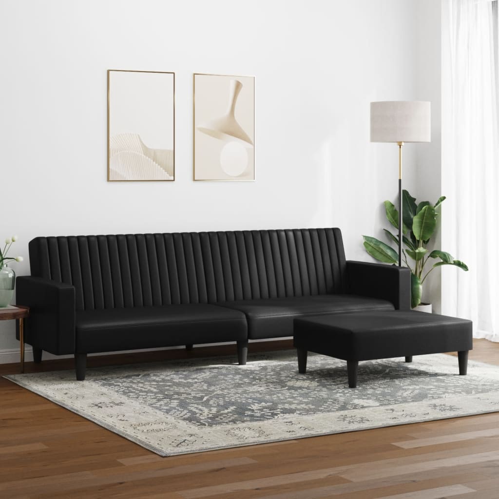 vidaXL Set de canapele, 2 piese, negru, piele ecologică vidaXL Set de canapele, 2 piese, negru, piele ecologică