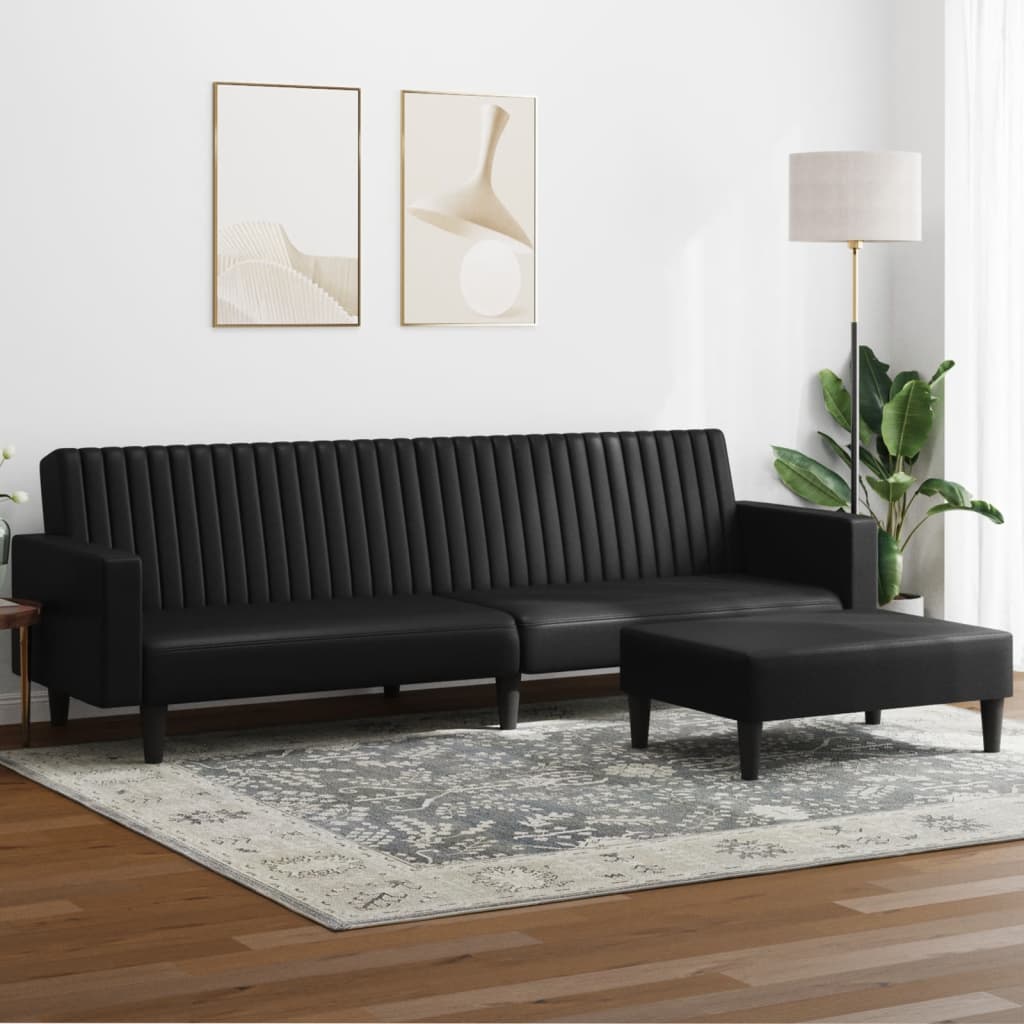 vidaXL Set de canapele, 2 piese, negru, piele ecologică vidaXL Set de canapele, 2 piese, negru, piele ecologică