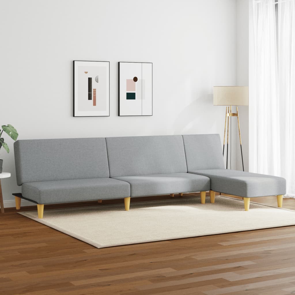 vidaXL Set de canapele, 2 piese, gri deschis, material textil vidaXL Set de canapele, 2 piese, gri deschis, material textil