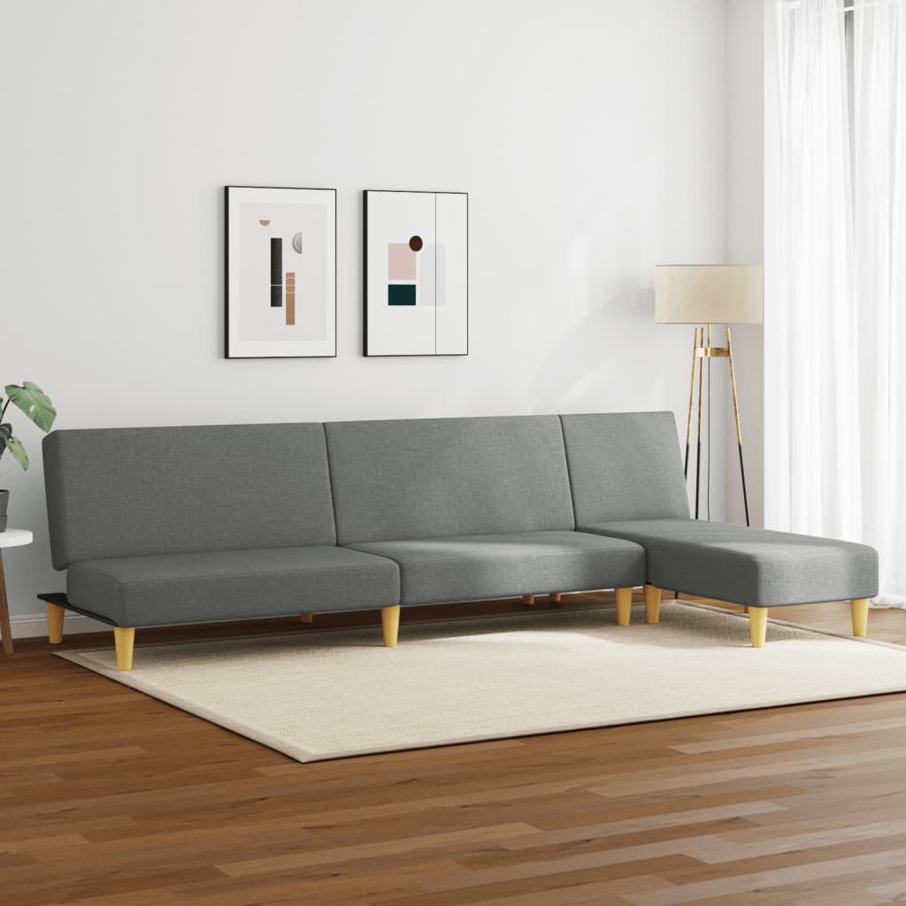 vidaXL Set de canapele, 2 piese, gri închis, material textil