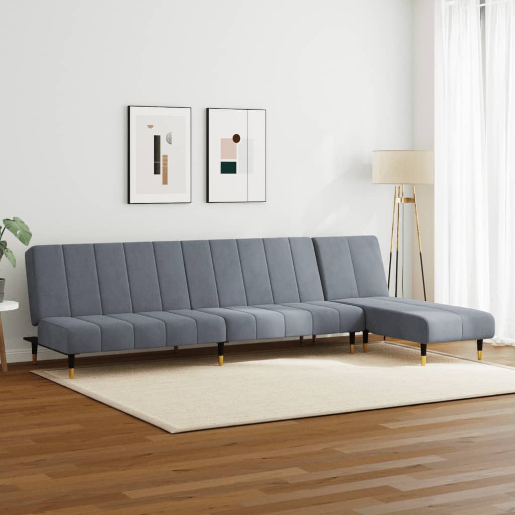 vidaXL Set canapea, 2 piese, gri închis, catifea vidaXL Set canapea, 2 piese, gri închis, catifea
