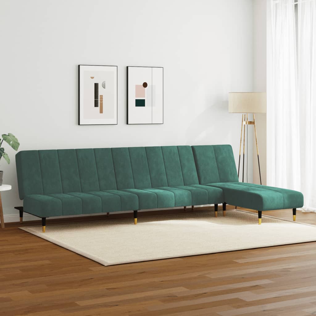 vidaXL Set canapele, 2 piese, verde închis, catifea