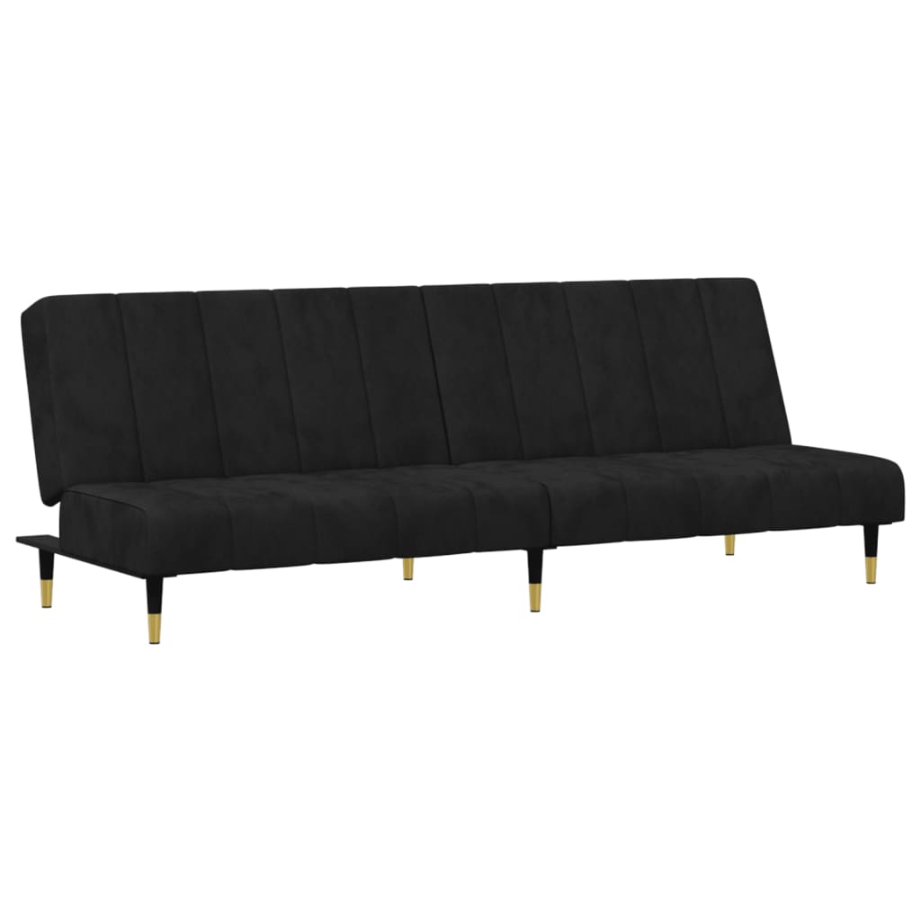 vidaXL Set canapea 2 piese, negru, catifea