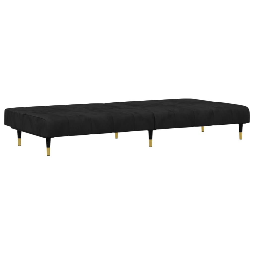 vidaXL Set canapea 2 piese, negru, catifea