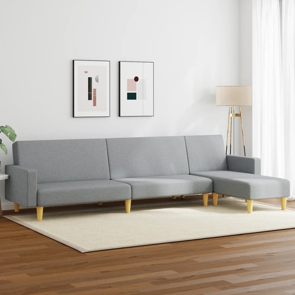 vidaXL Set de canapele, 2 piese, gri deschis, material textil vidaXL Set de canapele, 2 piese, gri deschis, material textil