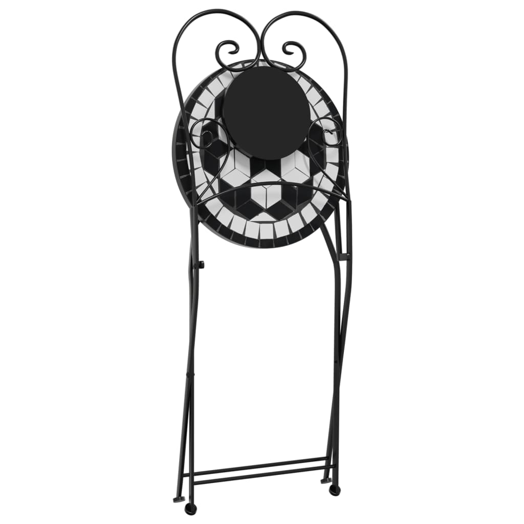 vidaXL Masă de bistro cu mozaic, negru și alb, fier și ceramică