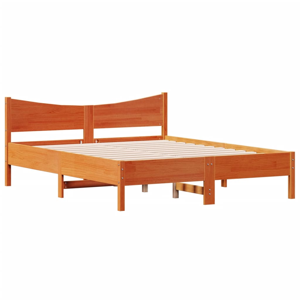 vidaXL Cadru de pat fără saltea, maro ceruit 150x200 cm lemn masiv pin vidaXL Cadru de pat fără saltea, maro ceruit 150x200 cm lemn masiv pin