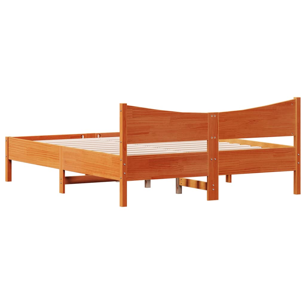 vidaXL Cadru de pat fără saltea, maro ceruit 150x200 cm lemn masiv pin vidaXL Cadru de pat fără saltea, maro ceruit 150x200 cm lemn masiv pin