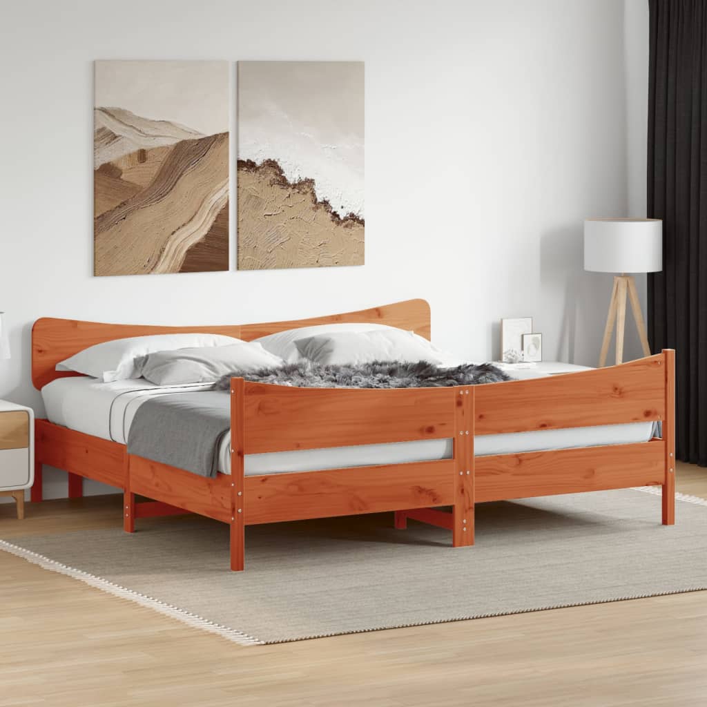vidaXL Cadru de pat fără saltea, maro ceruit 200x200 cm lemn masiv pin vidaXL Cadru de pat fără saltea, maro ceruit 200x200 cm lemn masiv pin