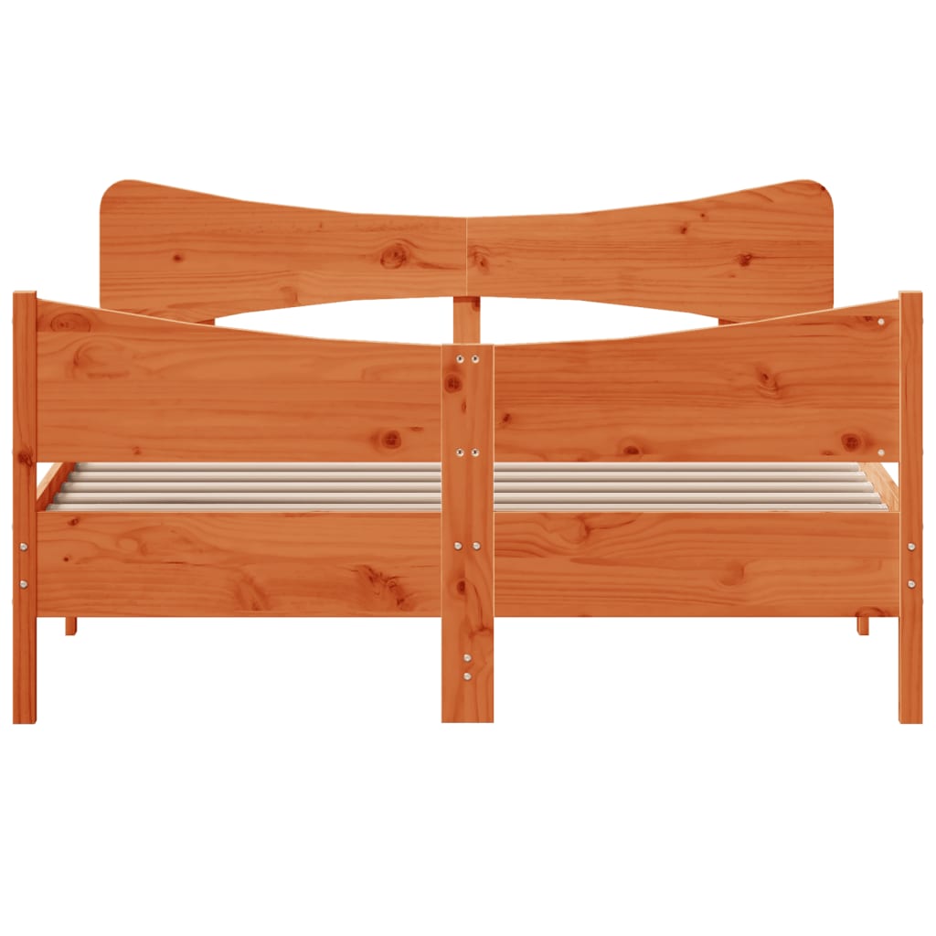 vidaXL Cadru de pat fără saltea, maro ceruit 150x200 cm lemn masiv pin vidaXL Cadru de pat fără saltea, maro ceruit 150x200 cm lemn masiv pin