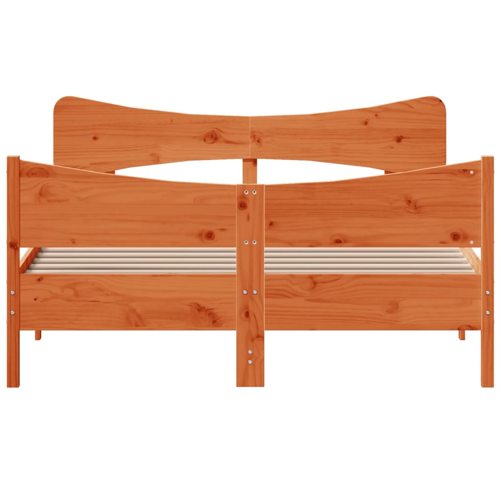 vidaXL Cadru de pat fără saltea, maro ceruit 140x200 cm lemn masiv pin vidaXL Cadru de pat fără saltea, maro ceruit 140x200 cm lemn masiv pin