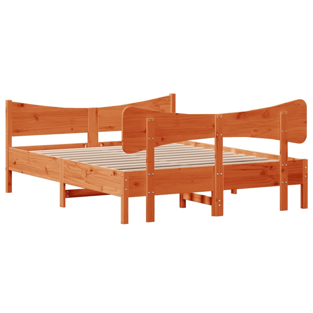 vidaXL Cadru de pat fără saltea, maro ceruit 140x200 cm lemn masiv pin vidaXL Cadru de pat fără saltea, maro ceruit 140x200 cm lemn masiv pin