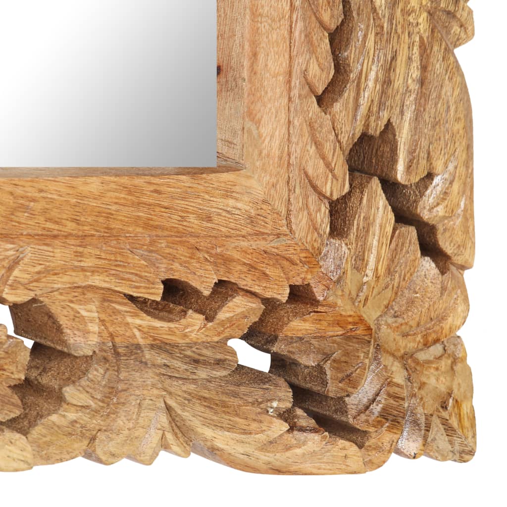 vidaXL Oglindă sculptată manual, maro, 80x50 cm, lemn masiv de mango