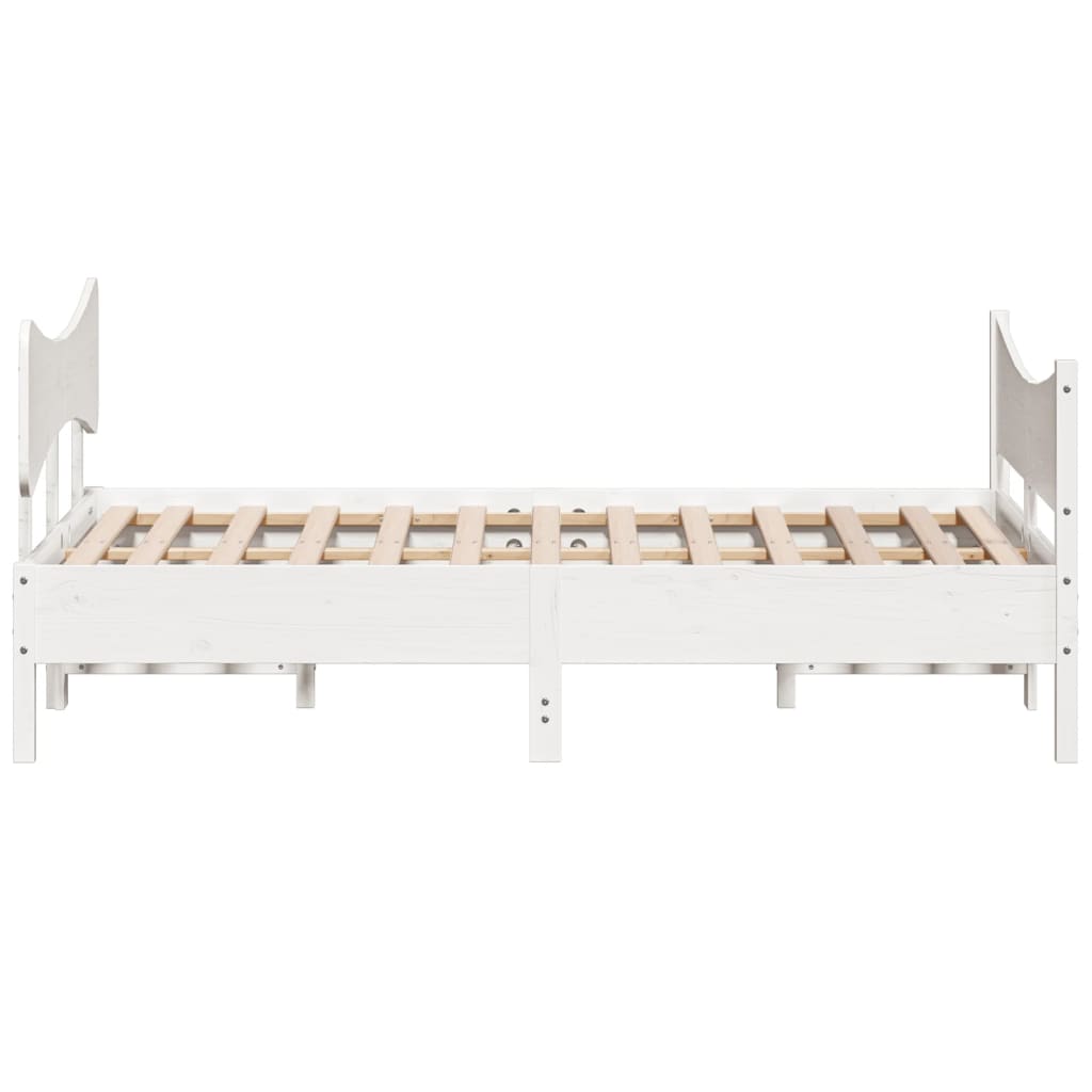 vidaXL Cadru de pat fără saltea, alb, 140x190 cm, lemn masiv de pin
