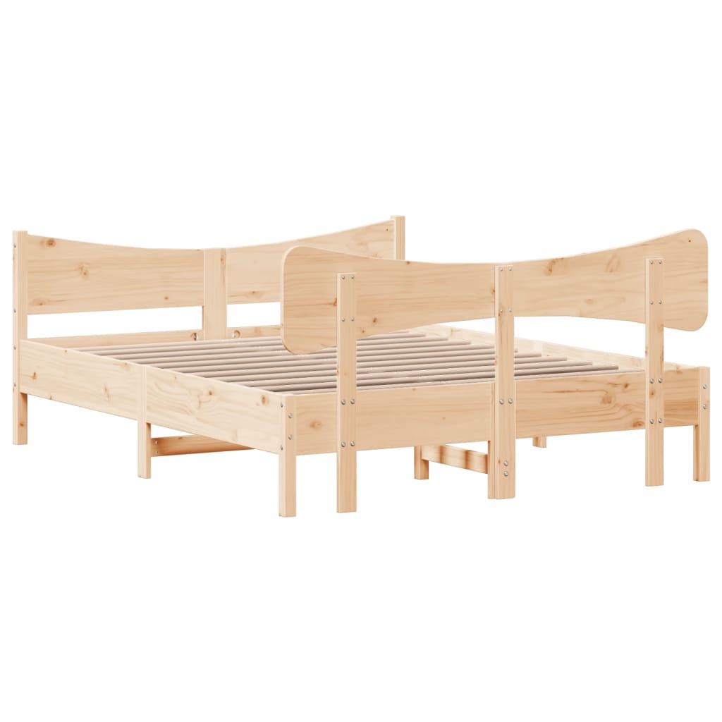 vidaXL Cadru de pat fără saltea, 135x190 cm, lemn masiv de pin