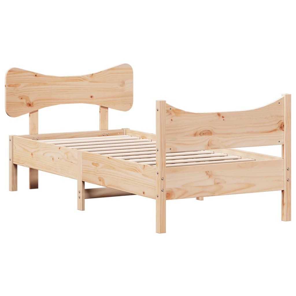 vidaXL Cadru de pat fără saltea, 75x190 cm, lemn masiv de pin