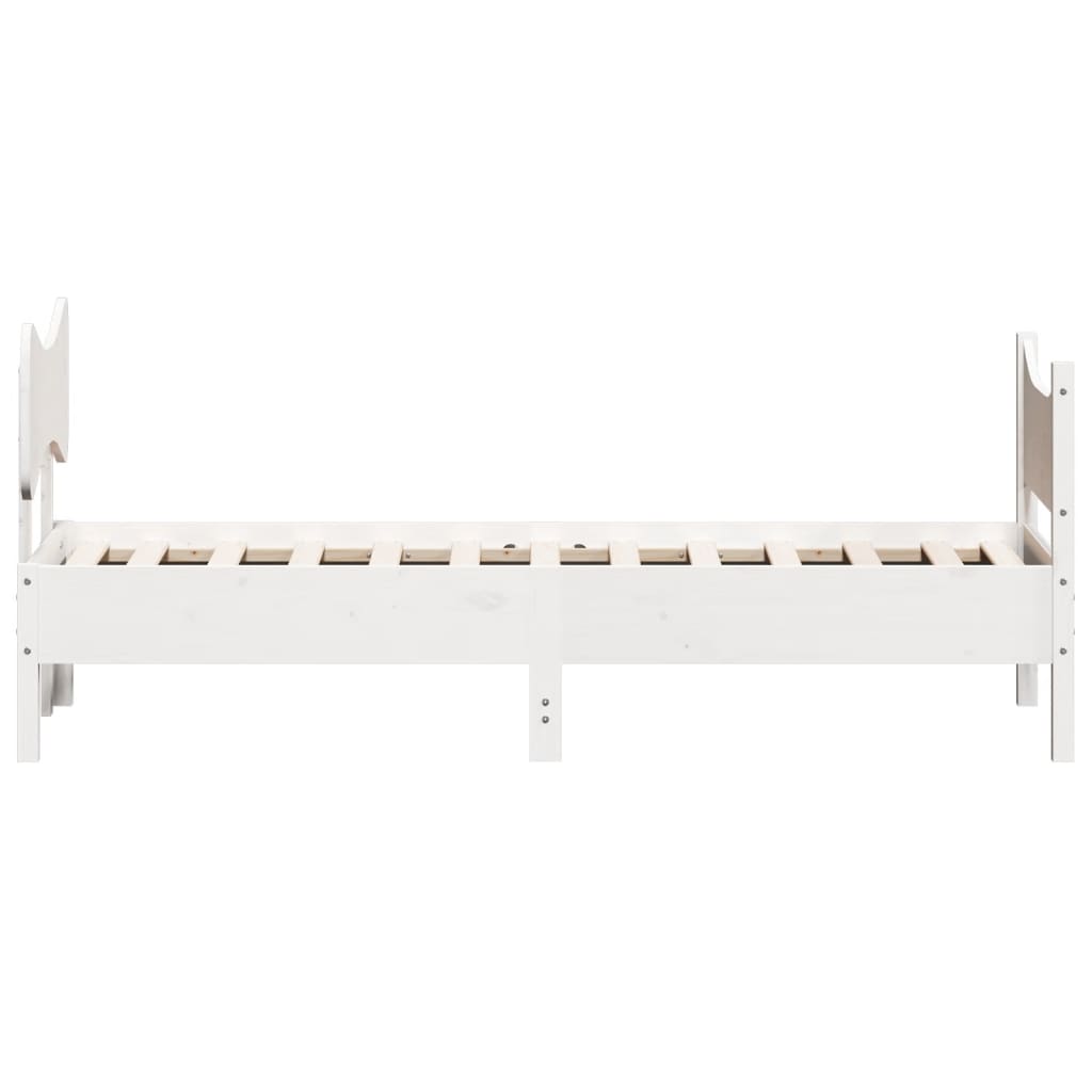 vidaXL Cadru de pat fără saltea, alb, 75x190 cm, lemn masiv de pin