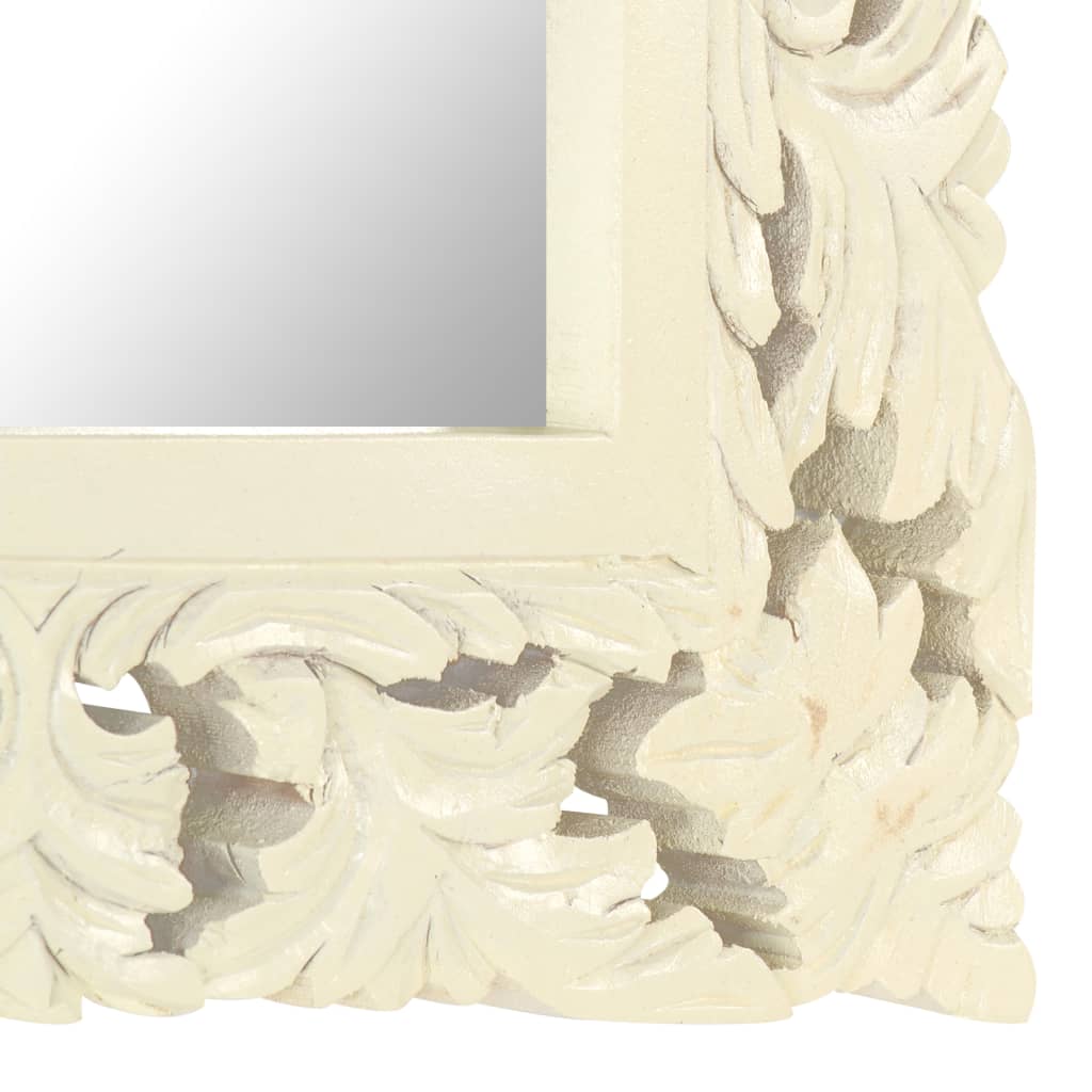 vidaXL Oglindă sculptată manual, alb, 50x50 cm, lemn masiv mango vidaXL Oglindă sculptată manual, alb, 50x50 cm, lemn masiv mango