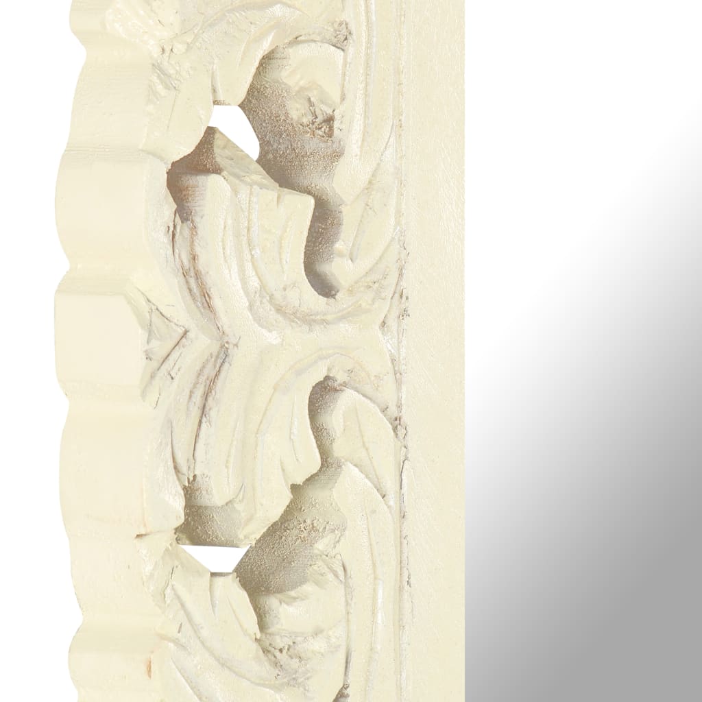vidaXL Oglindă sculptată manual, alb, 50x50 cm, lemn masiv mango vidaXL Oglindă sculptată manual, alb, 50x50 cm, lemn masiv mango