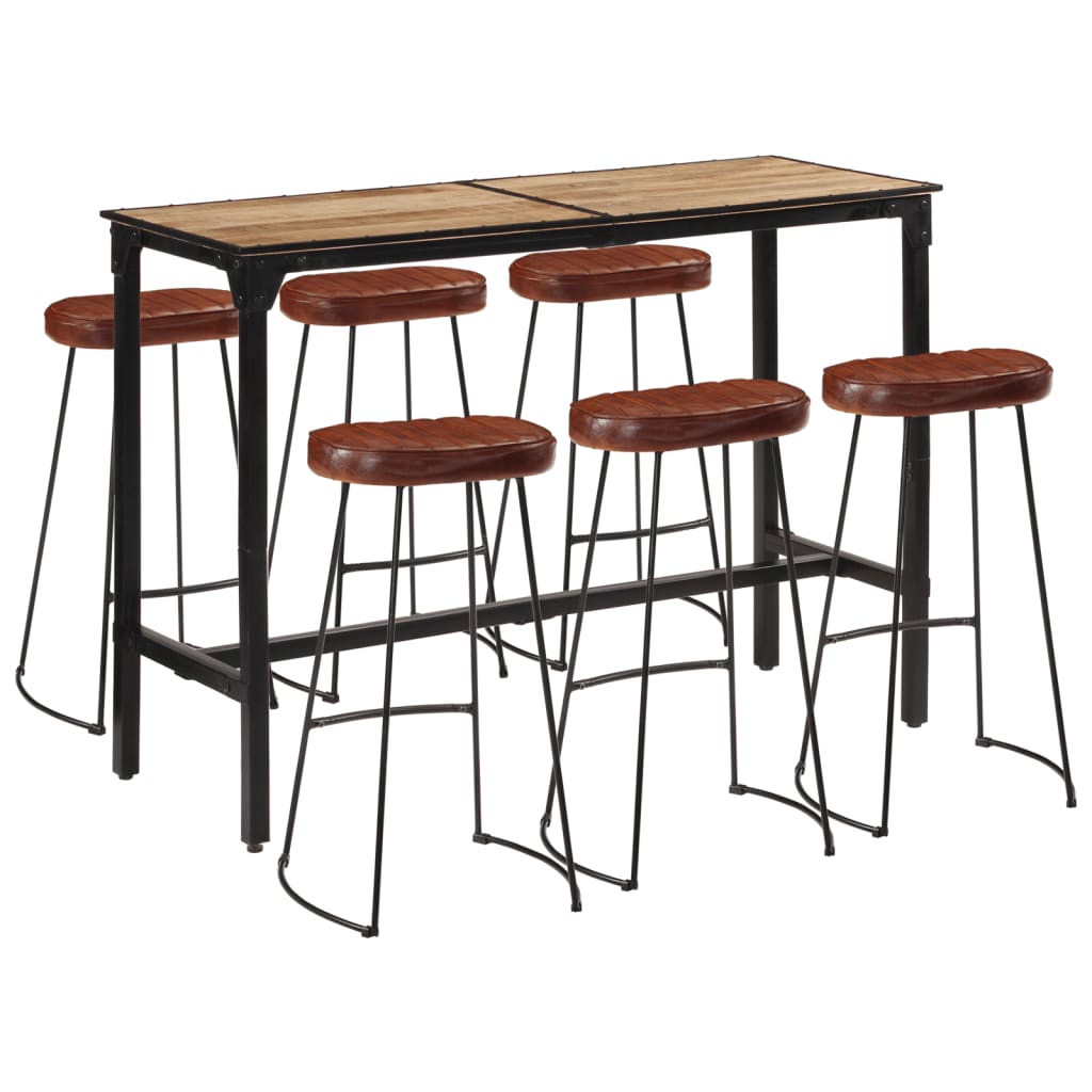 VidaXL Set de bar, 7 piese, lemn masiv de mango și metal VidaXL Set de bar, 7 piese, lemn masiv de mango și metal