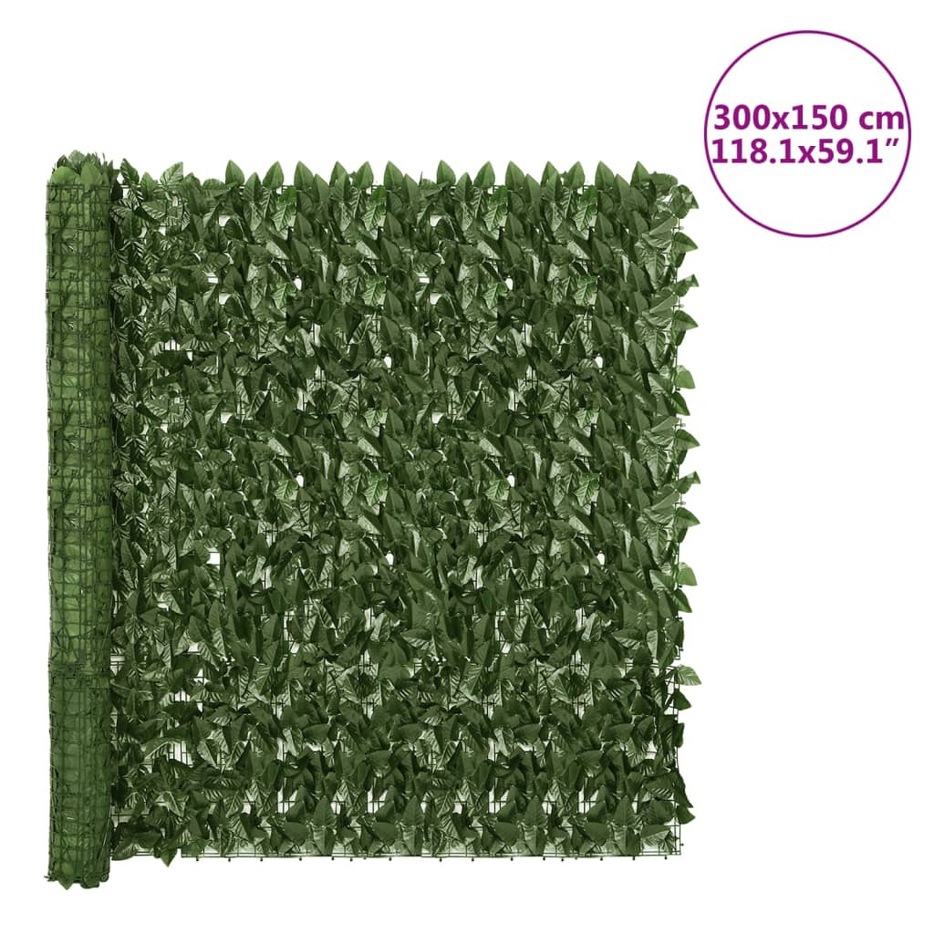 vidaXL Paravan intimitate de balcon din frunze verde închis 300x150 cm