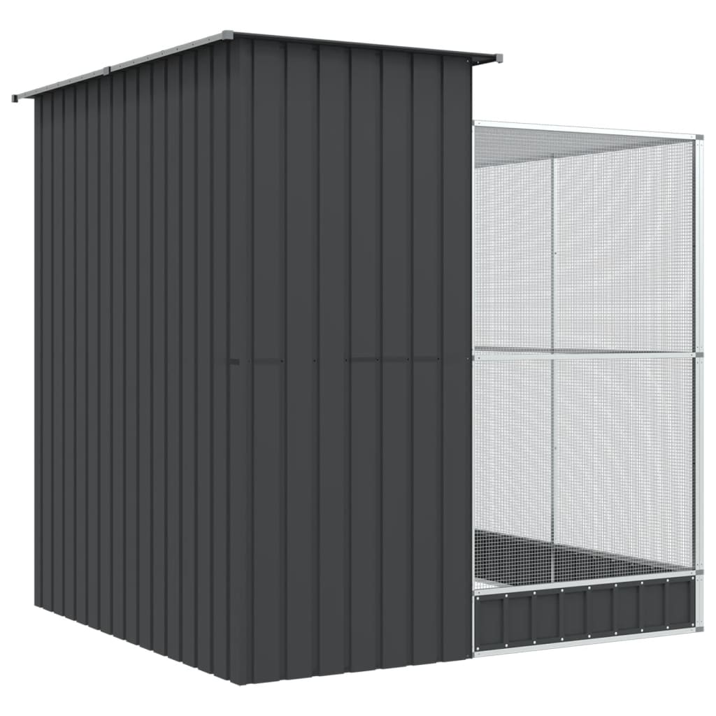 vidaXL Voliera de păsări cu extensie, argintiu, 209x203x216 cm, oțel vidaXL Voliera de păsări cu extensie, argintiu, 209x203x216 cm, oțel