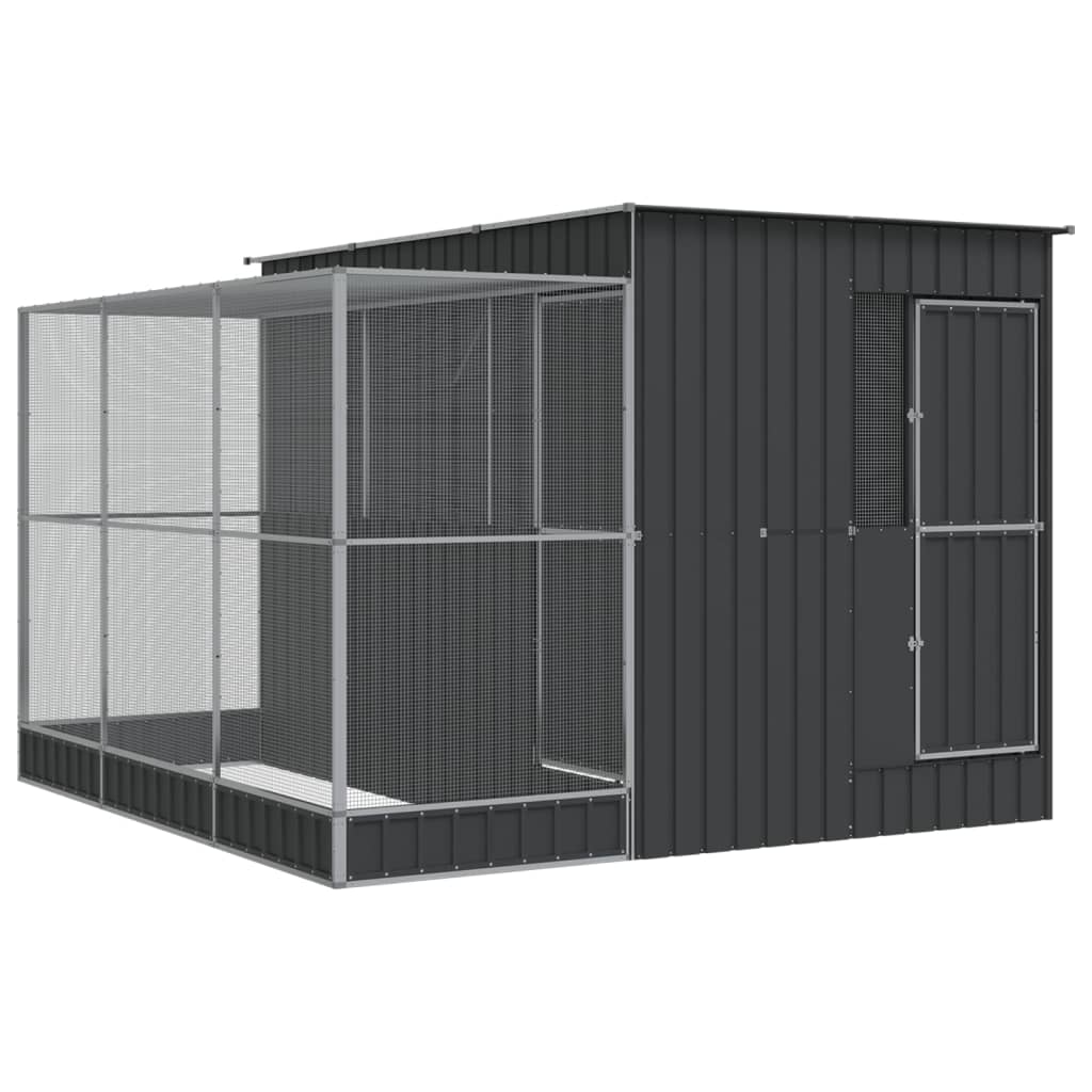 vidaXL Voliera de păsări cu extensie, argintiu, 290x303x216 cm, oțel vidaXL Voliera de păsări cu extensie, argintiu, 290x303x216 cm, oțel
