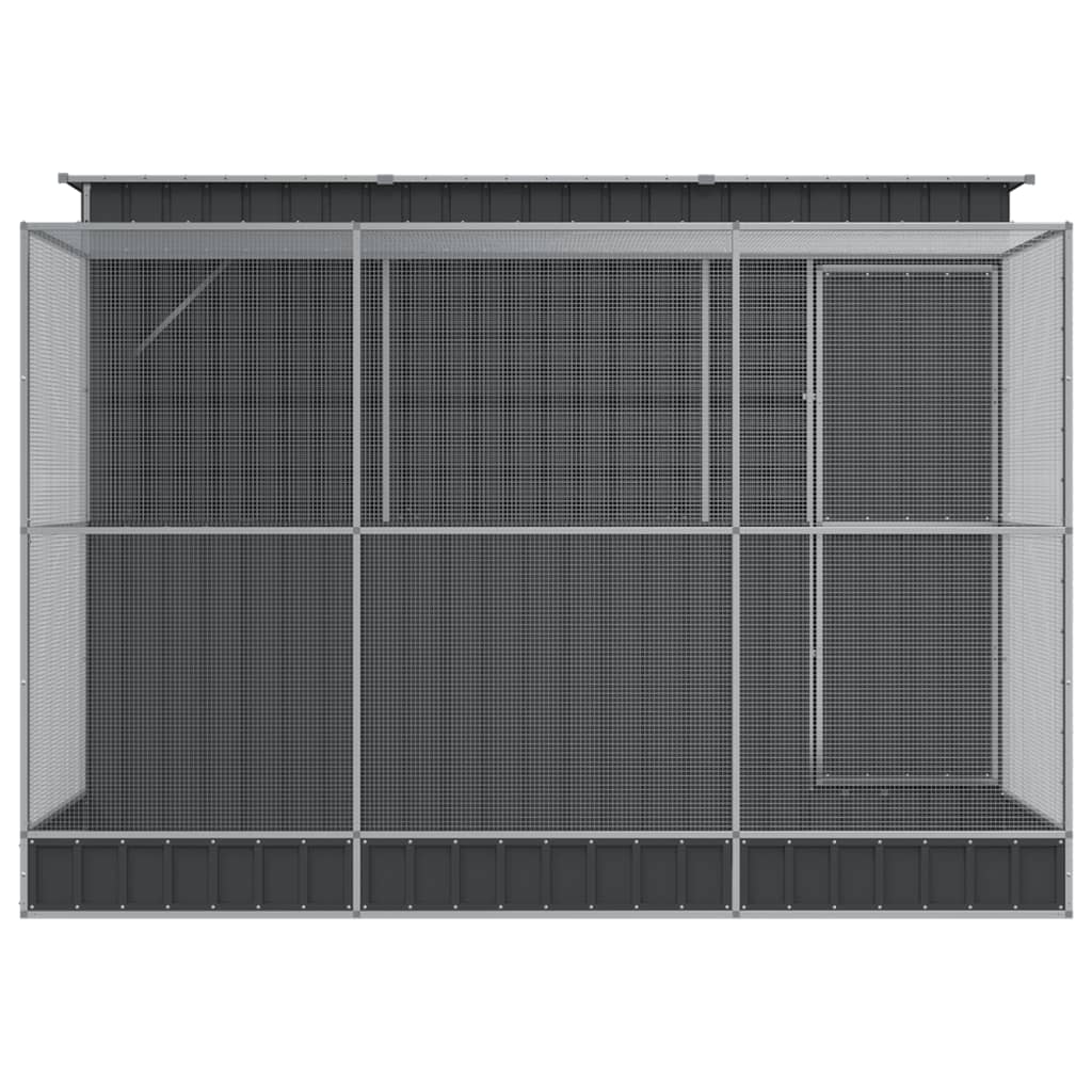 vidaXL Voliera de păsări cu extensie, argintiu, 290x303x216 cm, oțel vidaXL Voliera de păsări cu extensie, argintiu, 290x303x216 cm, oțel