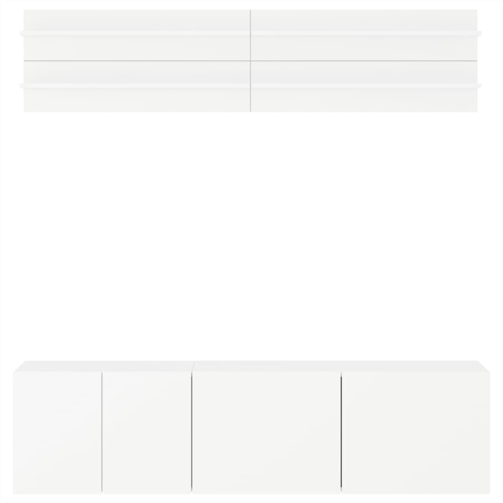 vidaXL Unități TV de perete, 6 piese, alb, lemn prelucrat