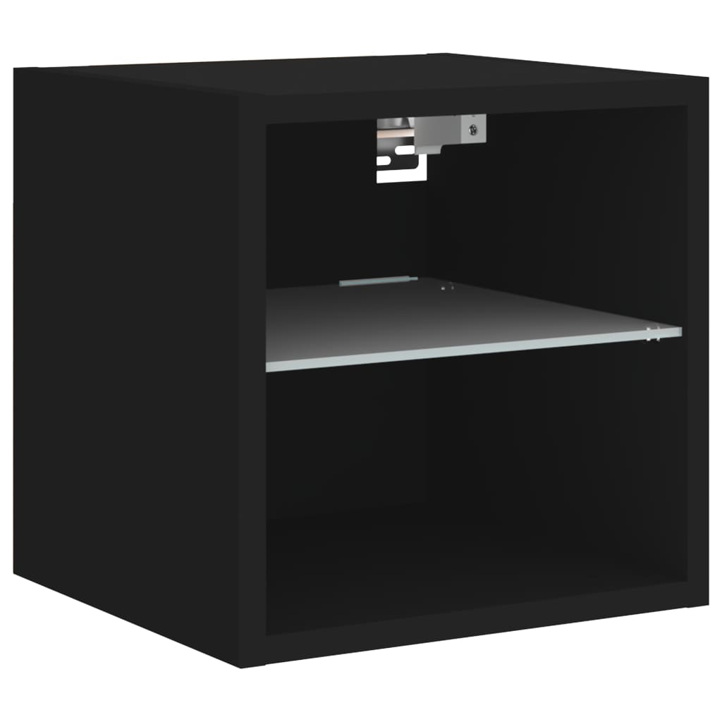 vidaXL Unități de perete TV cu LED-uri, 7 piese, negru, lemn prelucrat vidaXL Unități de perete TV cu LED-uri, 7 piese, negru, lemn prelucrat