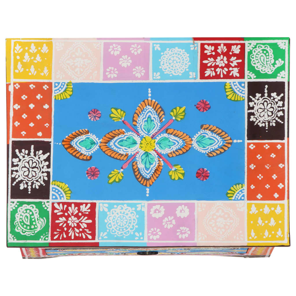 vidaXL Noptieră pictată manual, 40x30x50 cm, lemn masiv mango