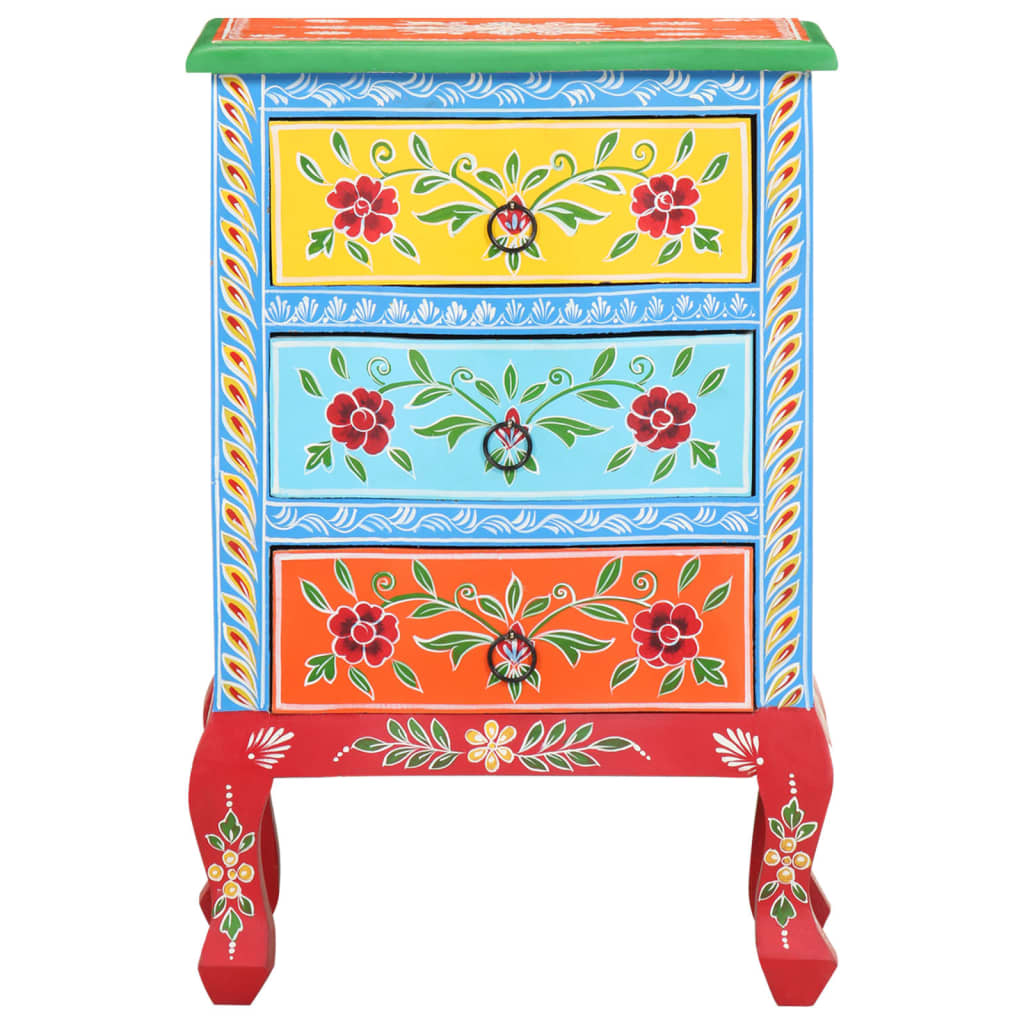 vidaXL Noptieră pictată manual, 40x30x60 cm, lemn masiv de mango
