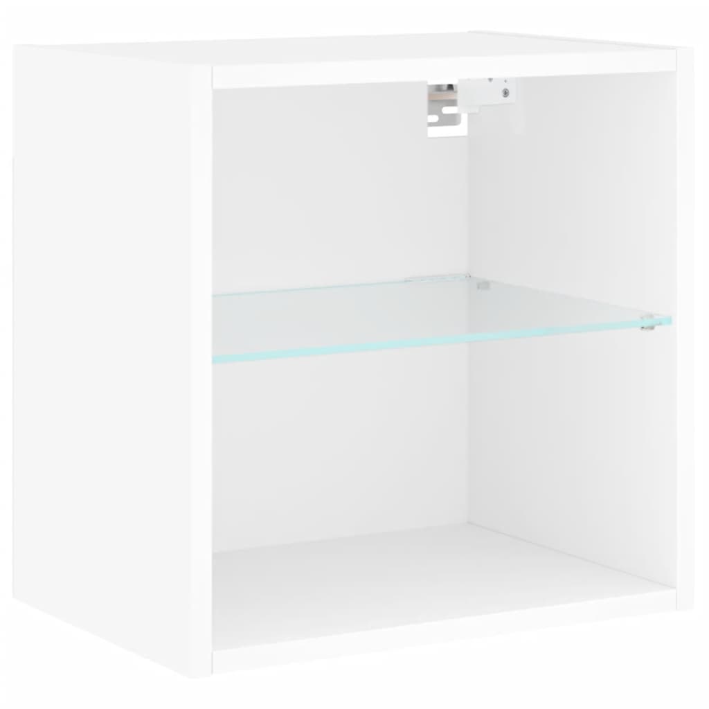 vidaXL Unități de perete TV cu LED-uri, 5 piese, alb, lemn prelucrat