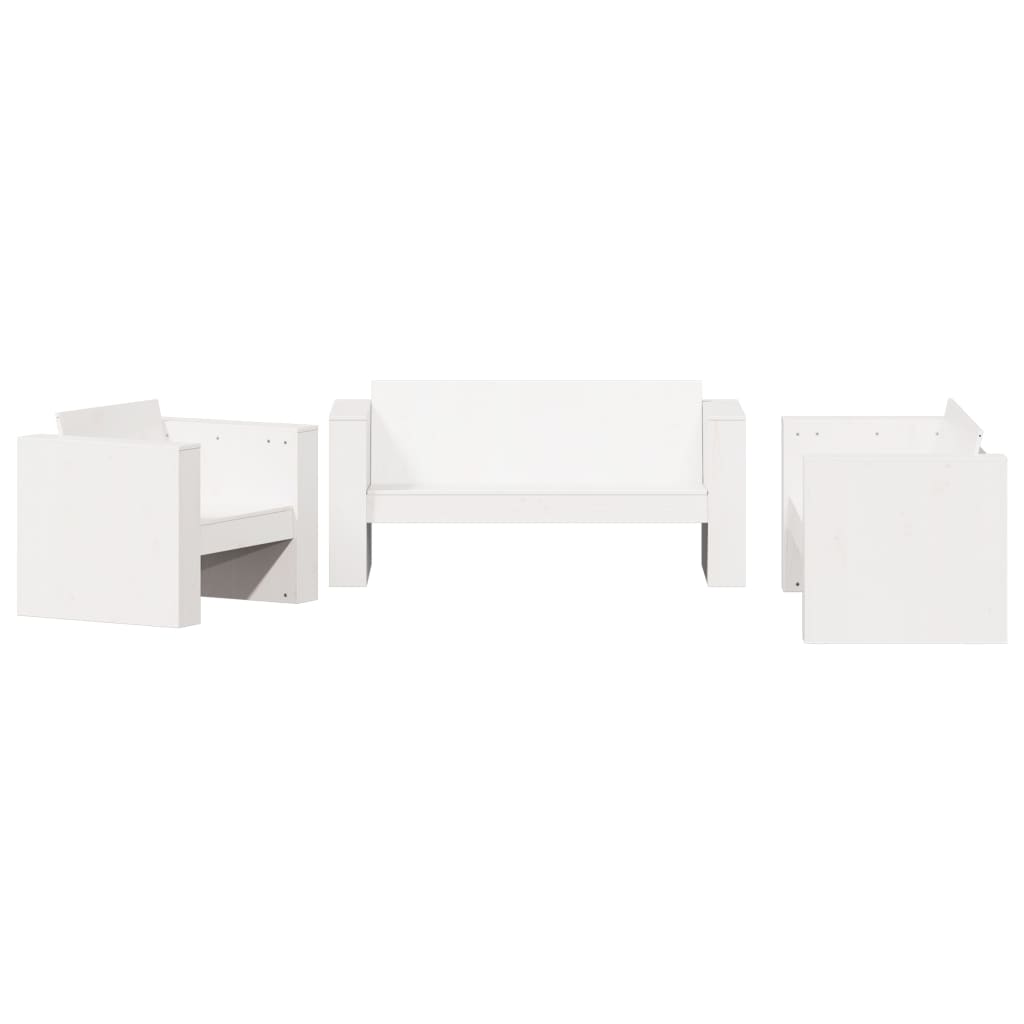 vidaXL Set mobilier relaxare grădină, 2 piese, alb, lemn masiv de pin