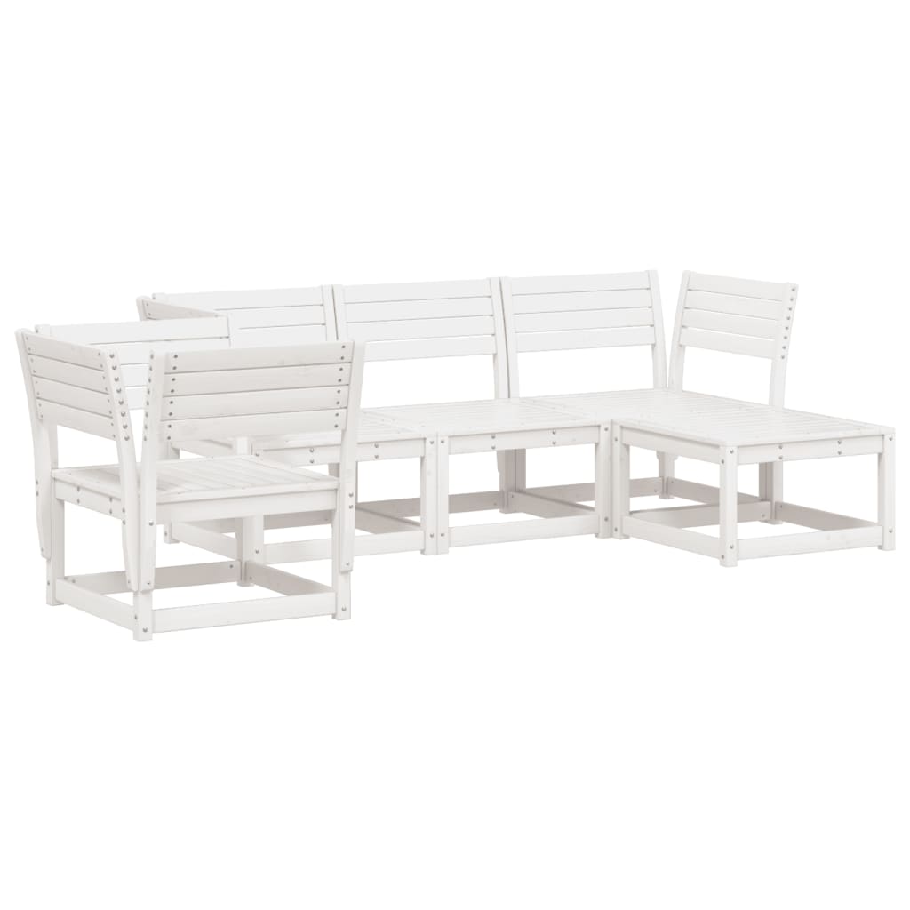 vidaXL Set mobilier relaxare de grădină 5 piese alb lemn masiv de pin vidaXL Set mobilier relaxare de grădină 5 piese alb lemn masiv de pin