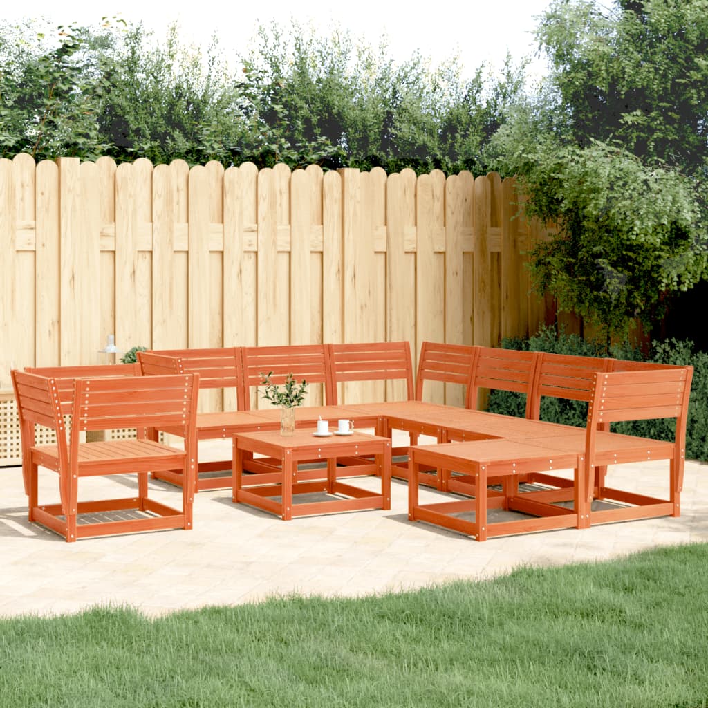 vidaXL Set mobilier pentru grădină 8 piese,maro ceruit, lemn masiv pin vidaXL Set mobilier pentru grădină 8 piese,maro ceruit, lemn masiv pin
