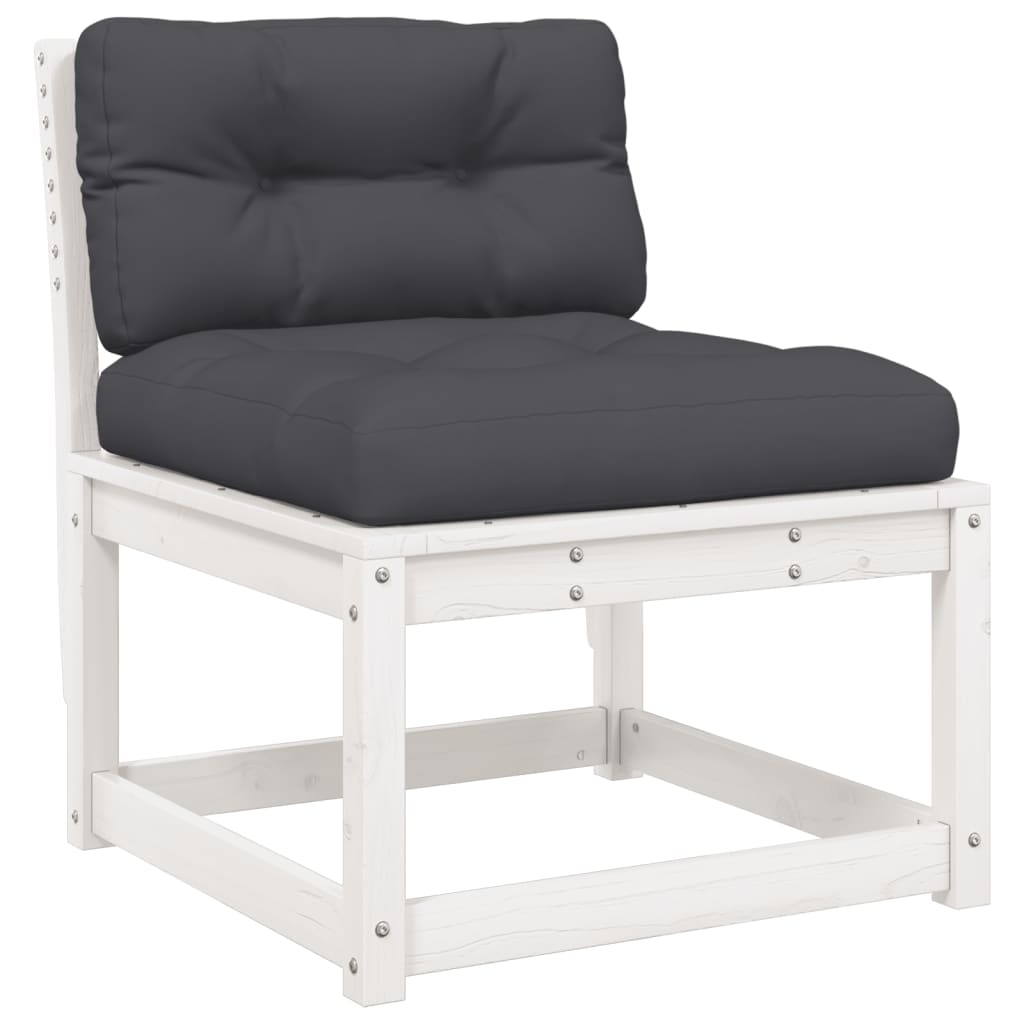 vidaXL Set mobilier grădină cu perne, 8 piese, alb, lemn masiv de pin