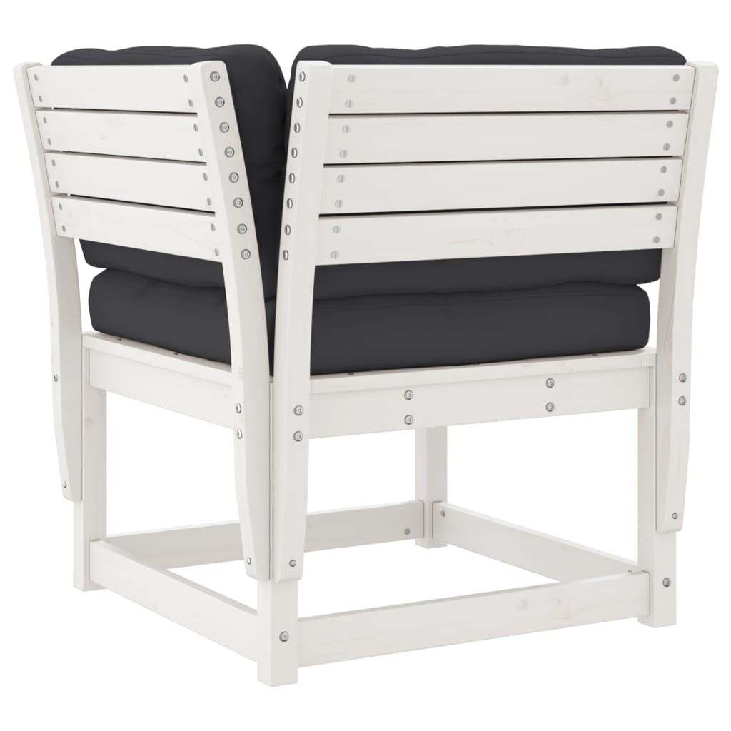 vidaXL Set mobilier grădină cu perne, 8 piese, alb, lemn masiv de pin