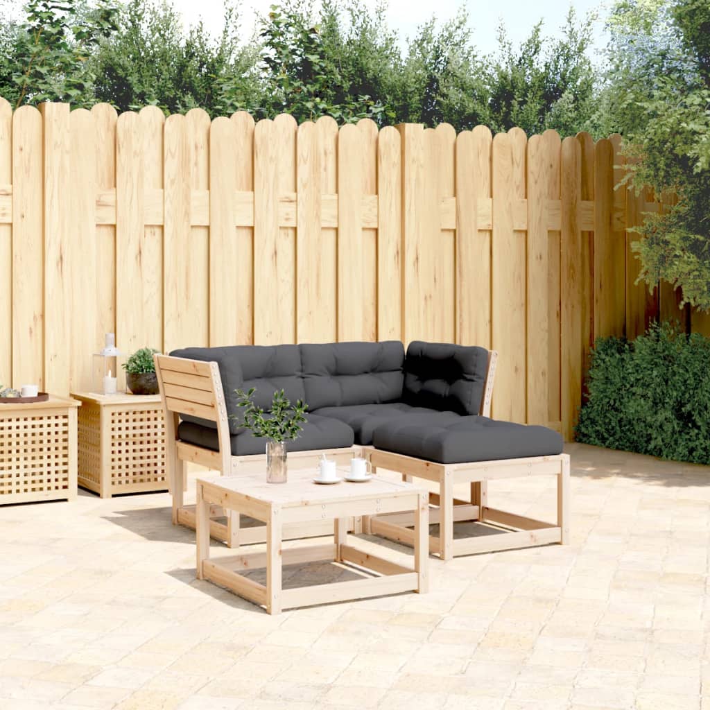 vidaXL Set canapele de grădină cu perne, 3 piese, lemn masiv de pin vidaXL Set canapele de grădină cu perne, 3 piese, lemn masiv de pin
