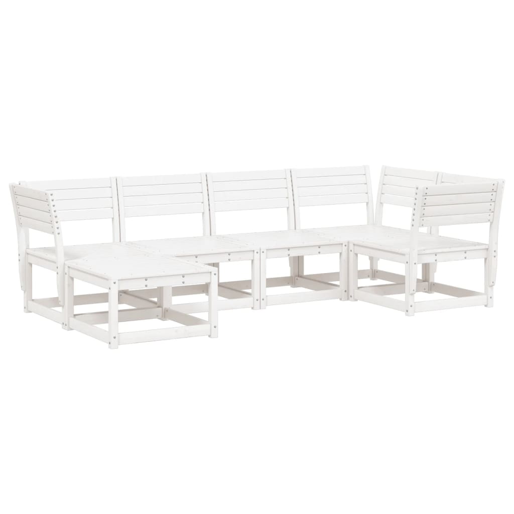 vidaXL Set canapea de grădină, 6 piese, alb, lemn masiv pin
