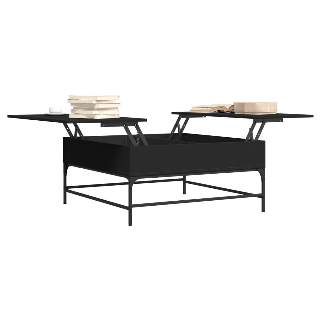 vidaXL Măsuță de cafea, negru, 95x95x45 cm, lemn prelucrat și metal