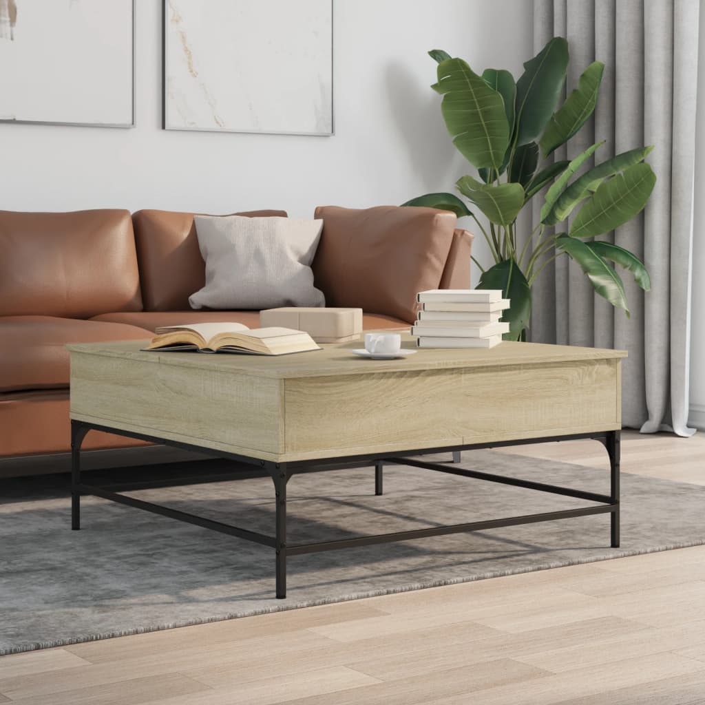 vidaXL Măsuță cafea stejar sonoma 95x95x45 cm lemn prelucrat și metal vidaXL Măsuță cafea stejar sonoma 95x95x45 cm lemn prelucrat și metal